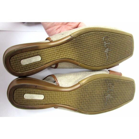 Cole Haan 6.5 B ankle strap slingback flats heels open toe peep low hee - Picture 10 of 12